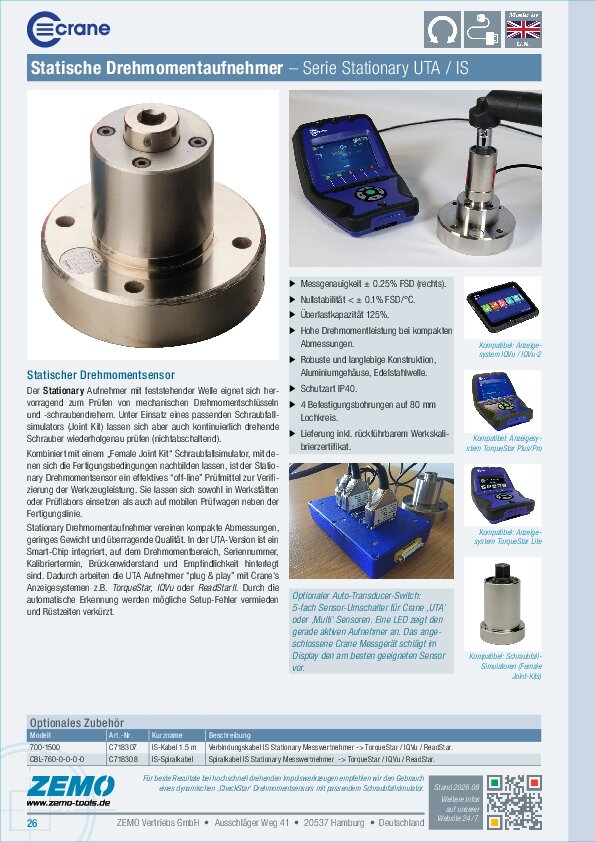 Crane Stationary Drehmomentsensoren UTA