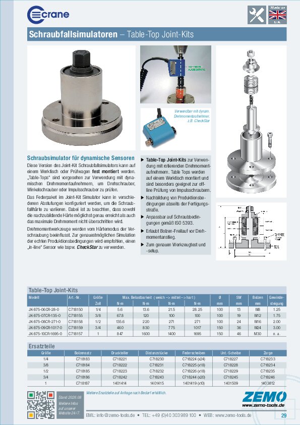 Crane Table-Top Joint-Kits