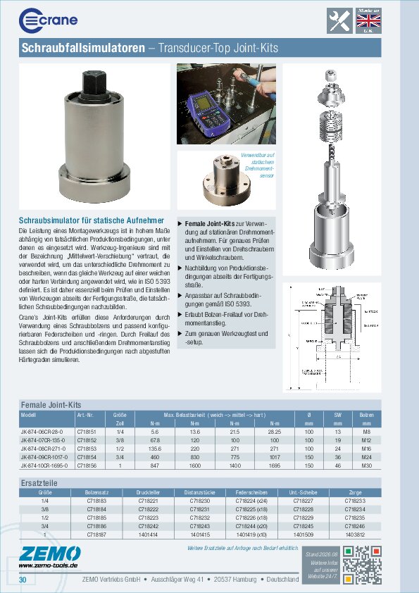 Crane Transducer-Top Joint-Kits