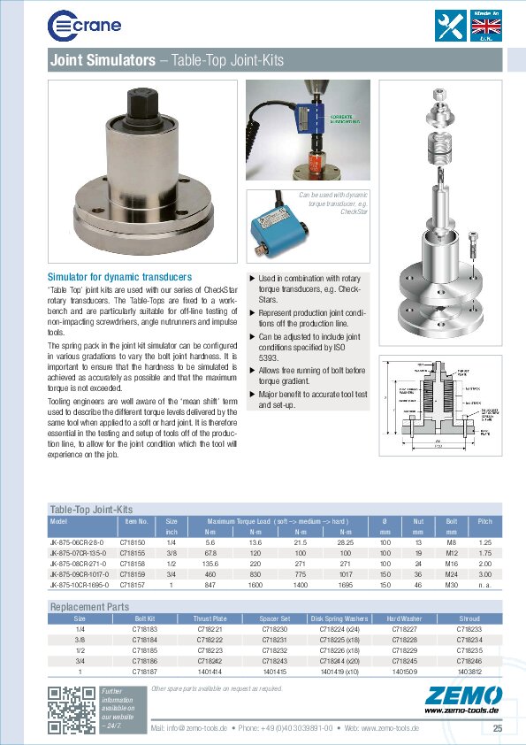 Crane Table Top Joint Kits