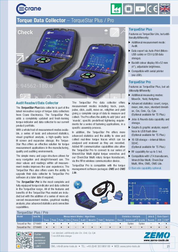 Crane TorqueStar Plus & Pro