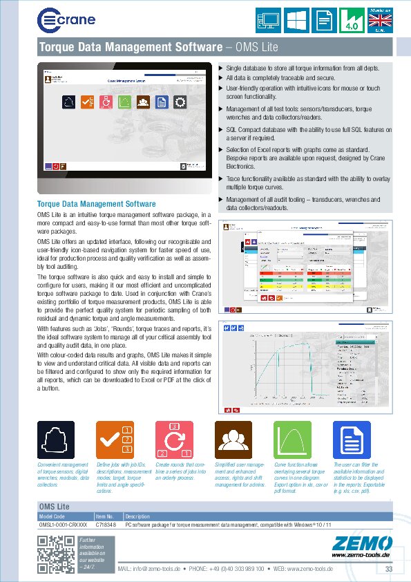 Torque Data Management Software OMS Lite
