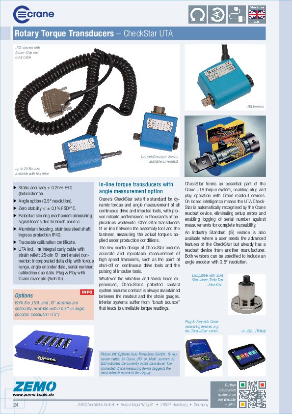 Crane Rotary Torque Transducer CheckStar