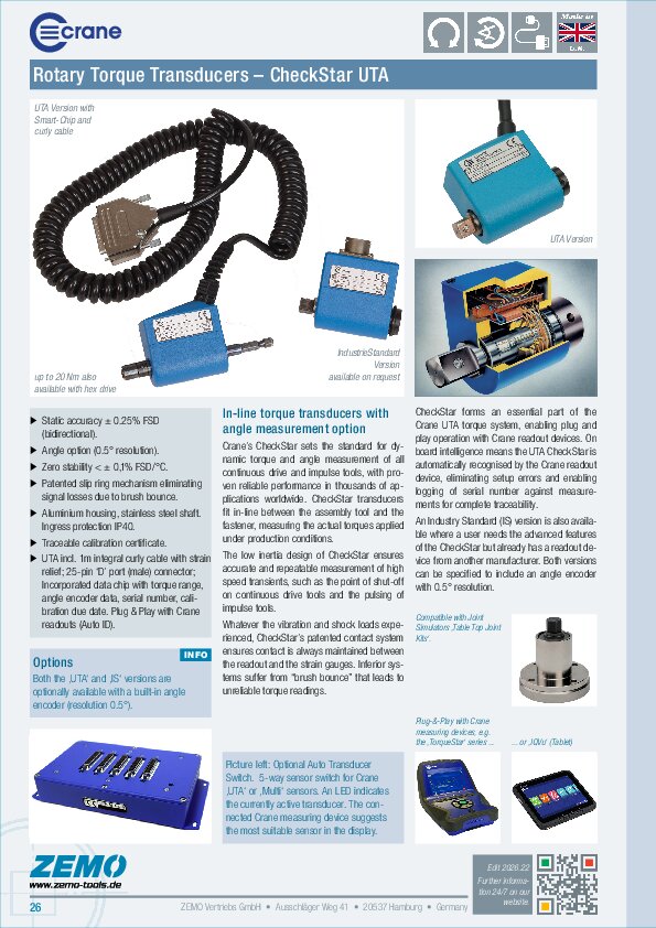 Crane Rotary Torque Transducer CheckStar