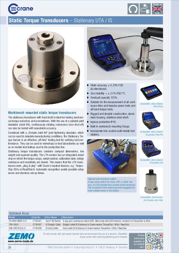 Crane Static Torque Transducer