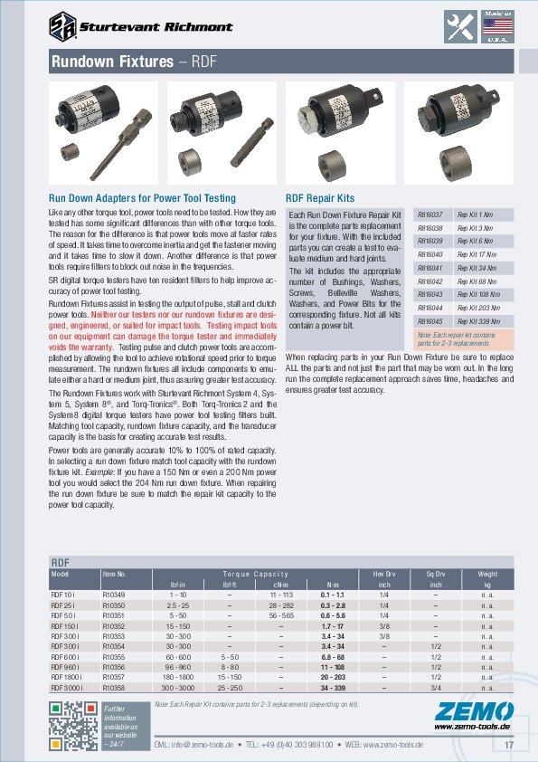 Sturtevant Richmont Rundown Fixtures RDF