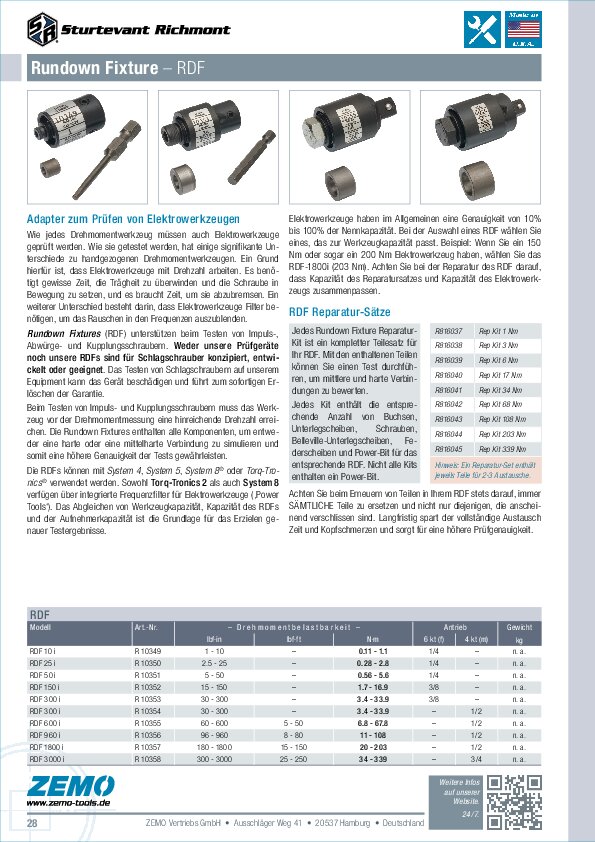 Sturtevant Richmont Rundown Fixtures RDF