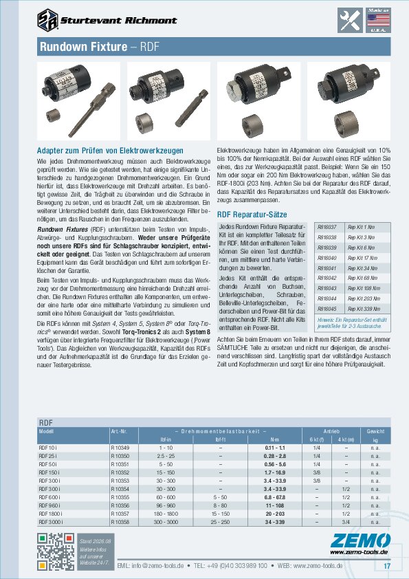 Sturtevant Richmont Rundown Fixtures RDF