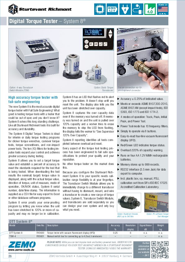 Sturtevant Richmont Digital Torque Tester System 8