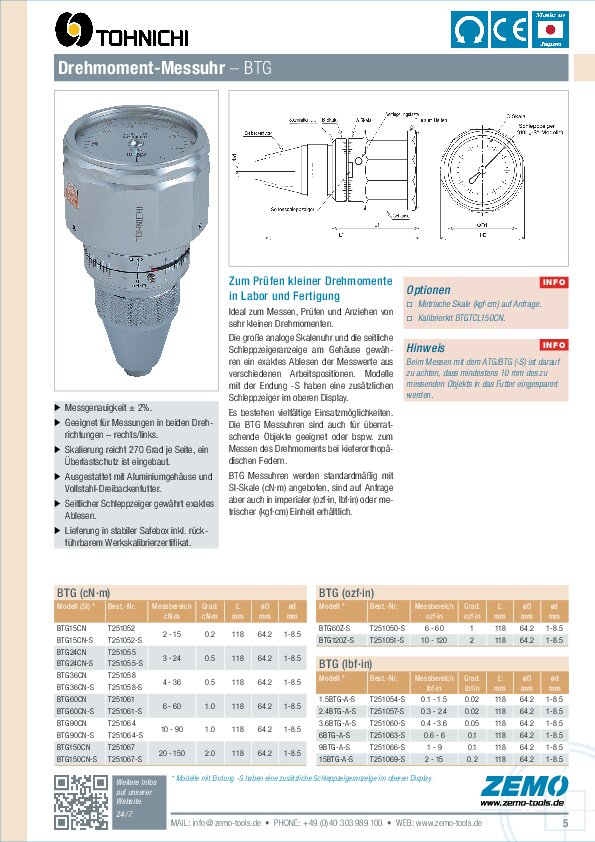 Tohnichi BTG (-S)