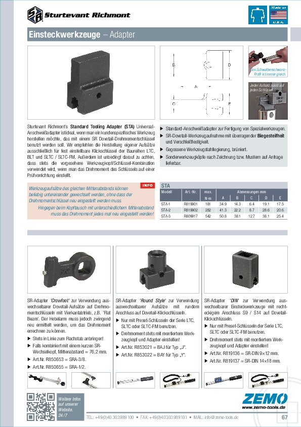 Sturtevant Richmont Dovetail-Adapter STA SRA DIN