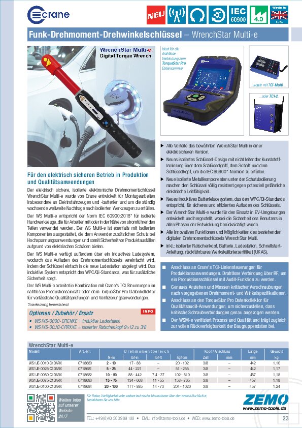 Crane WrenchStar Multi-e Drehmomentschlüssel