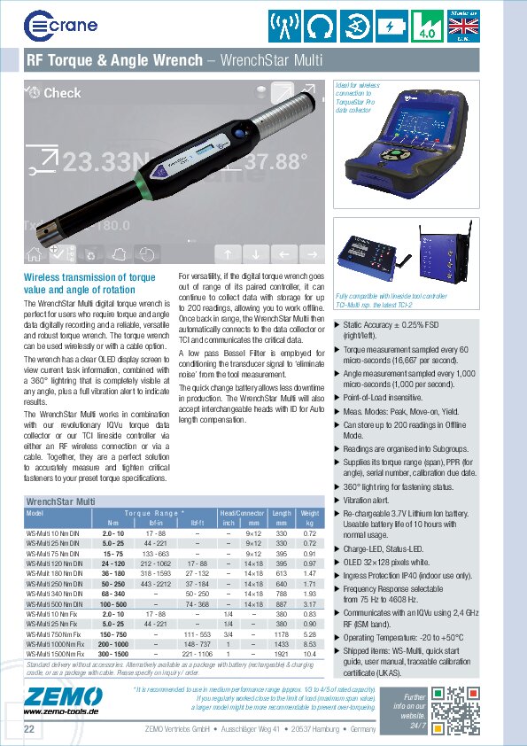 Crane WrenchStar Multi Torque Wrench