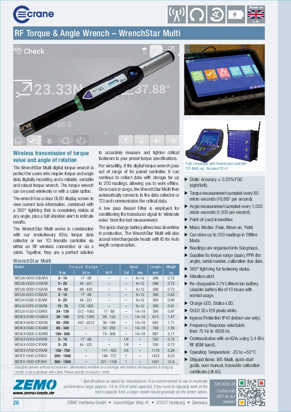 Crane WrenchStar Multi Torque Wrench