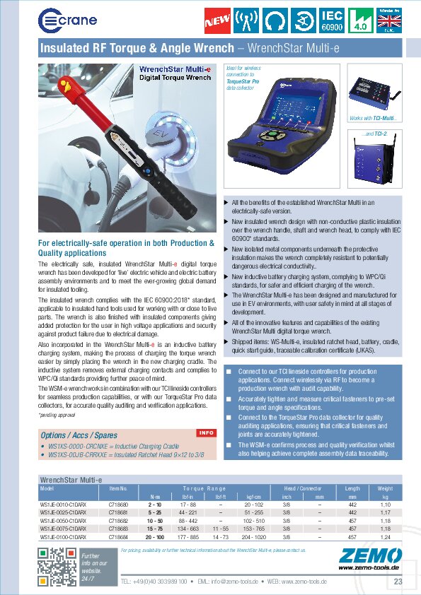 Crane WrenchStar Multi-e Torque Wrench