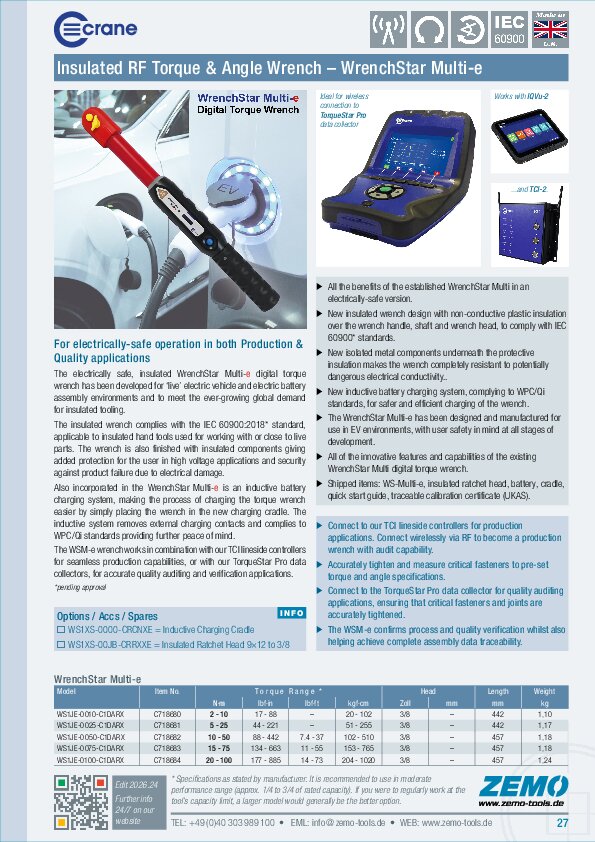 Crane WrenchStar Multi-e Torque Wrench