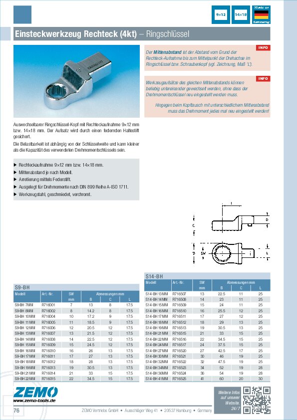 Einsteckwerkzeug S9/S14 BH