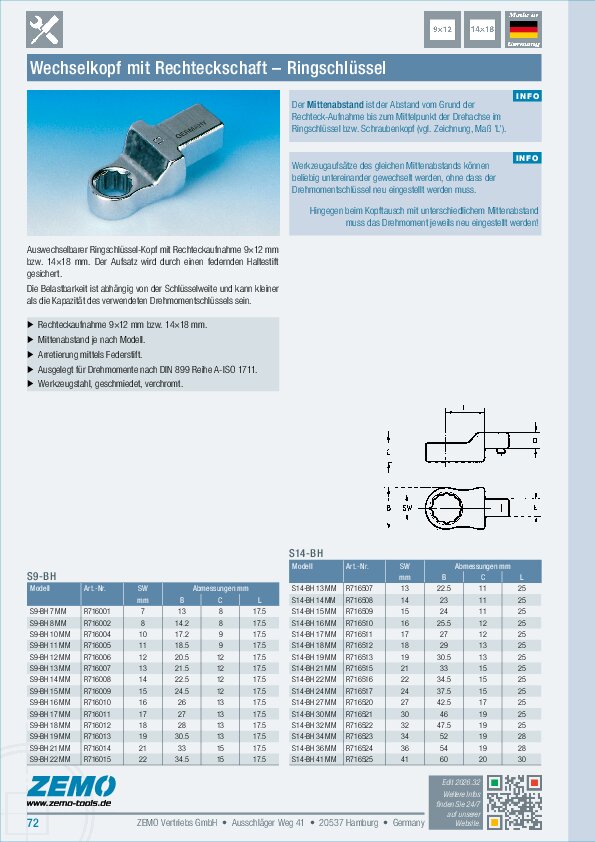 Einsteckwerkzeug S9/S14 BH