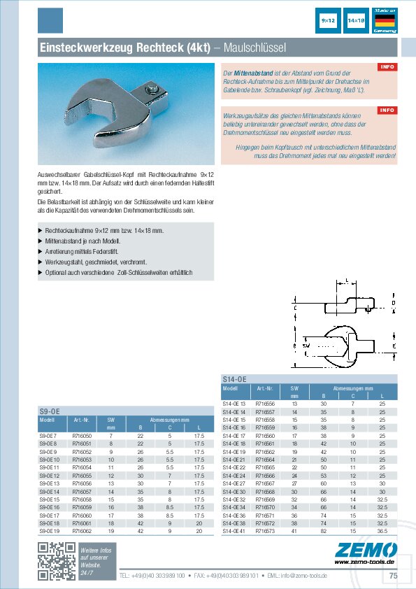 Einsteckwerkzeug S9/S14 OE