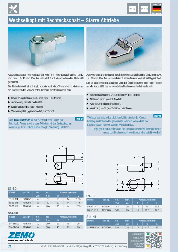 Einsteckwerkzeug S9/S14 SD/HT