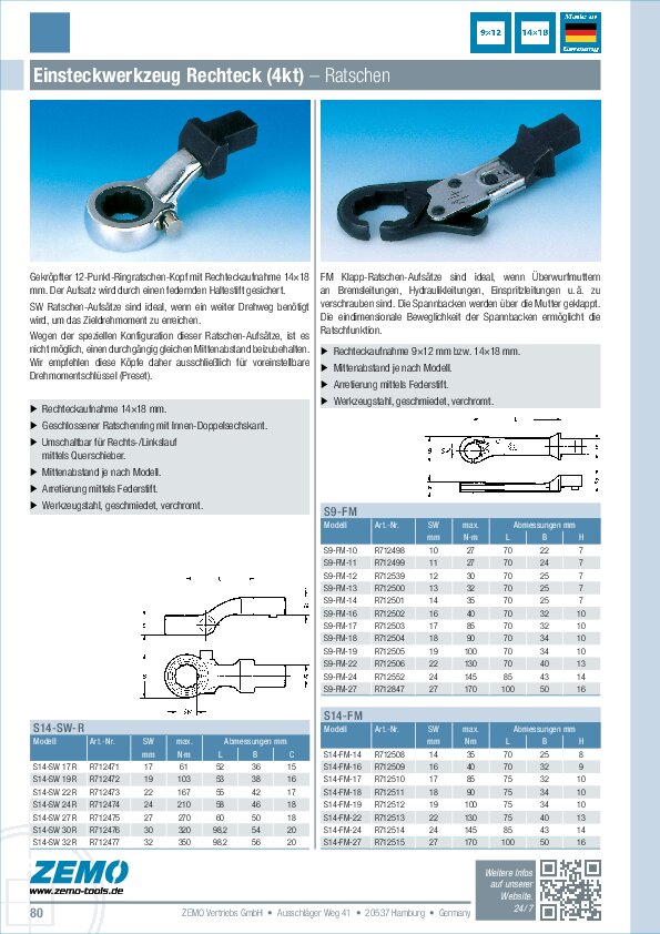 Einsteckwerkzeug S9/S14 SW-R / FM