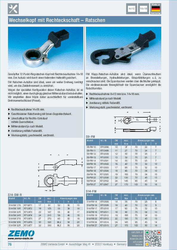 Einsteckwerkzeug S9/S14 SW-R / FM