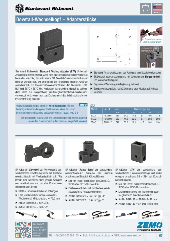 Sturtevant Richmont STA SRA DIN Schwalbenschwanz-Adapter 