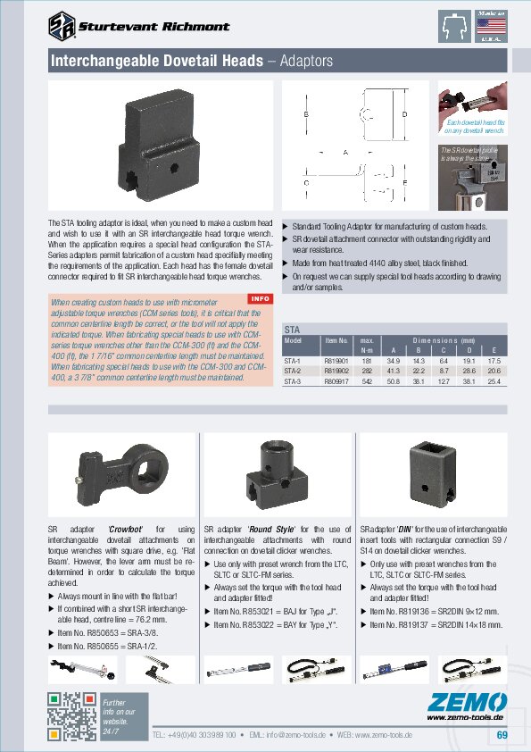 Sturtevant Richmont STA SRA DIN dovetail adaptors