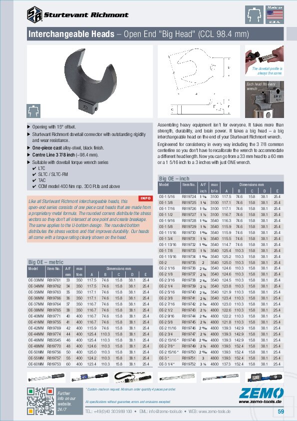 Sturtevant Richmont dovetail OE big head