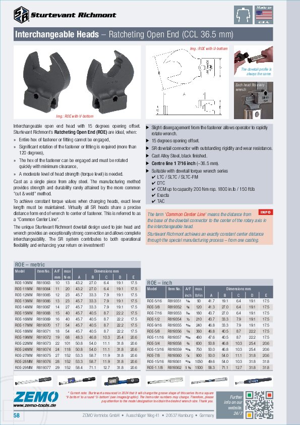 Sturtevant Richmont dovetail ROE head