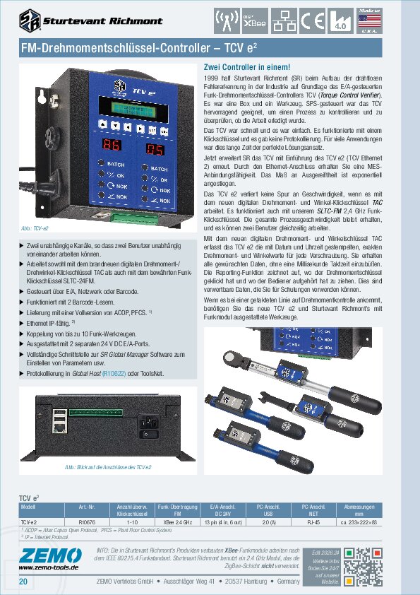 SR TCV-e2 Drehmomentwerkzeug-Controller
