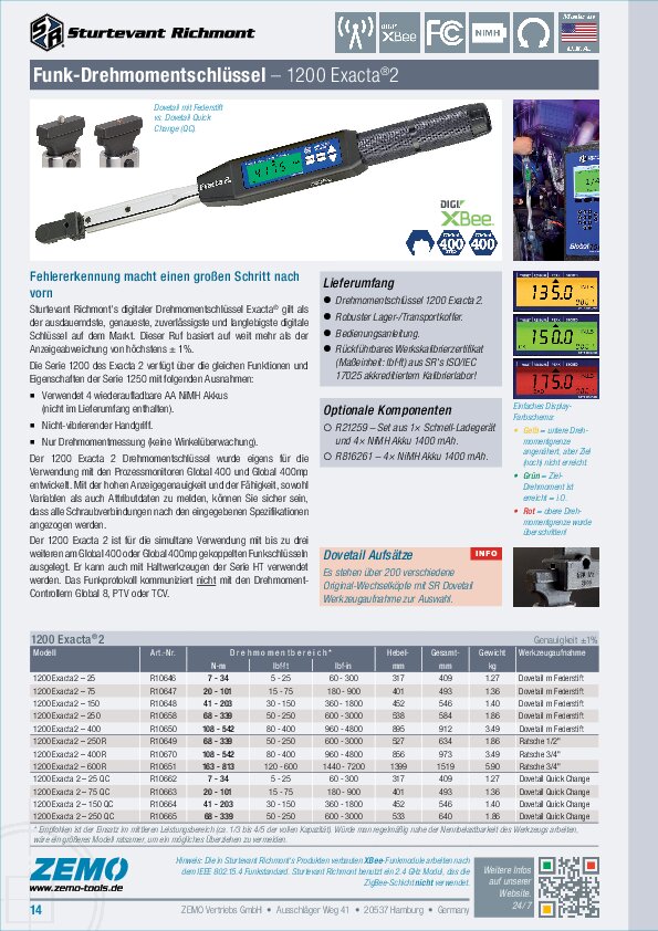 Sturtevant Richmont 1200 Exacta 2 Drehmomentschlüssel