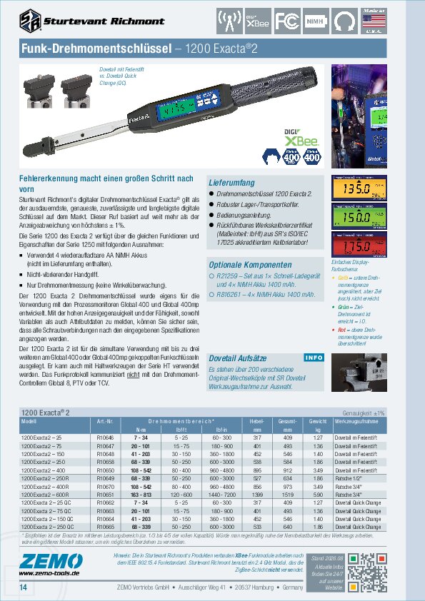 Sturtevant Richmont 1200 Exacta 2 Drehmomentschlüssel