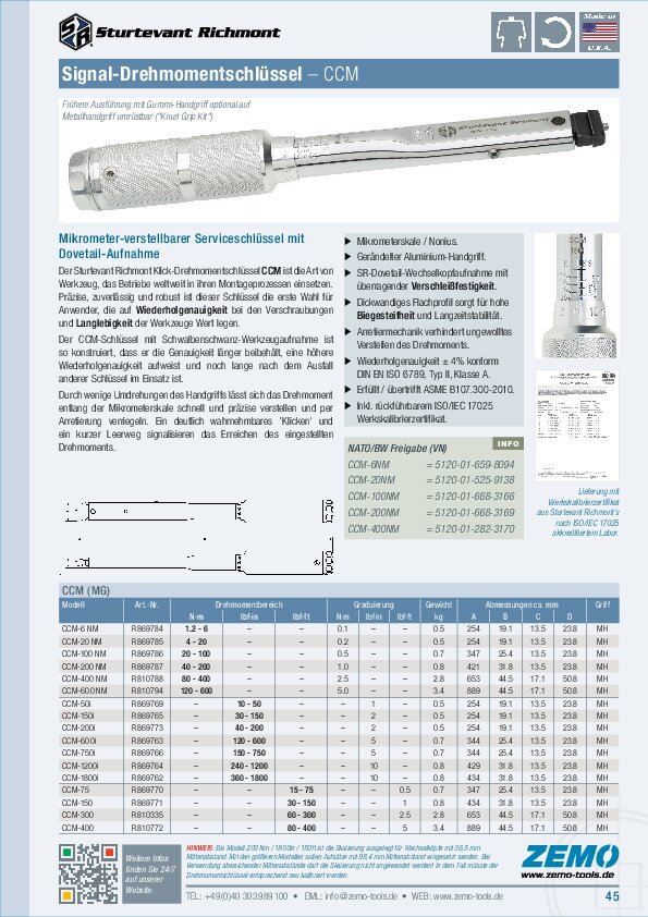 Sturtevant Richmont CCM (MG) Drehmomentschlüssel