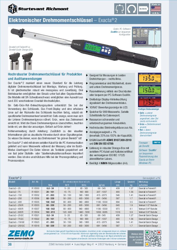 Sturtevant Richmont Exacta 2 Drehmomentschlüssel