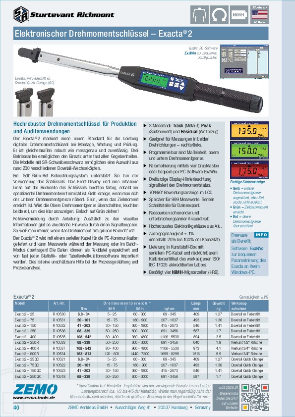 Sturtevant Richmont Exacta 2 Drehmomentschlüssel