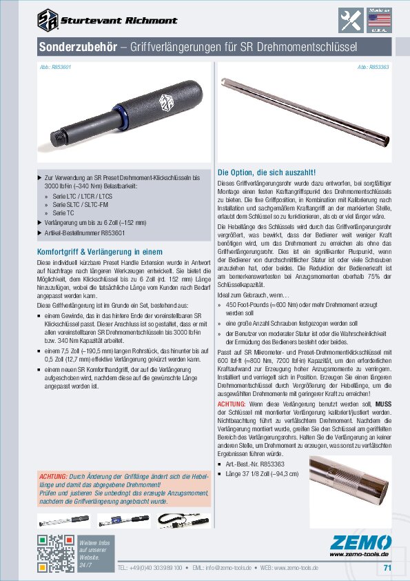 Sturtevant Richmont Drehmomentschlüssel-Griff-Verlängerungen
