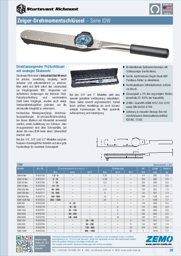 Sturtevant Richmont IDW Drehmomentschlüssel