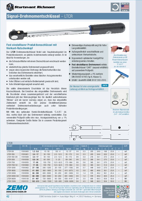 Sturtevant Richmont LTCR Drehmomentschlüssel