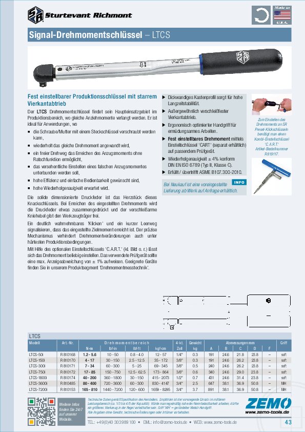 Sturtevant Richmont LTCS Drehmomentschlüssel