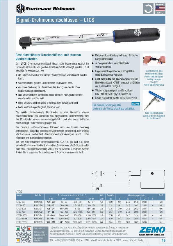 Sturtevant Richmont LTCs Drehmomentschlüssel