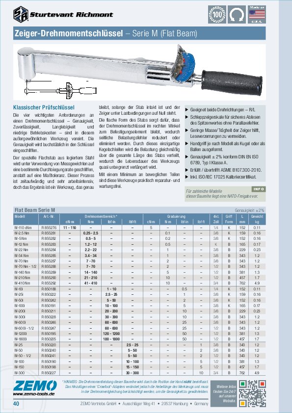 Sturtevant Richmont M (flat beam) Drehmomentschlüssel