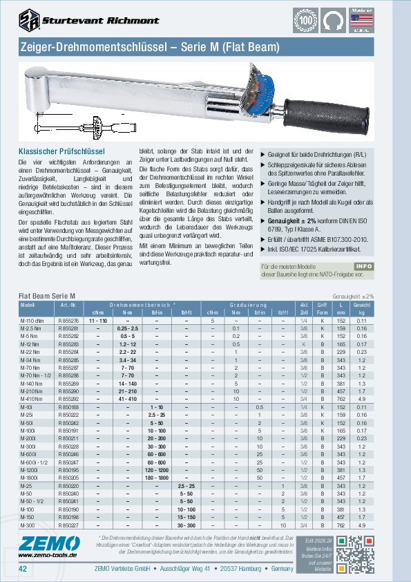 Sturtevant Richmont M (flat beam) Drehmomentschlüssel