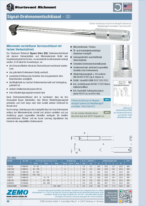 Sturtevant Richmont SD (MG) Drehmomentschlüssel