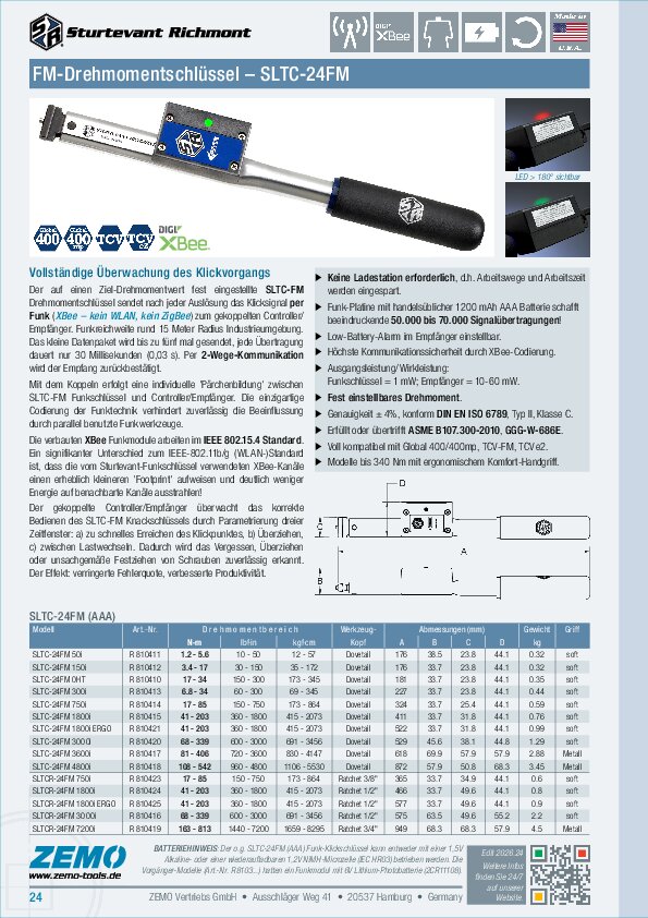 Sturtevant Richmont SLTC-FM 2.4 Drehmomentschlüssel