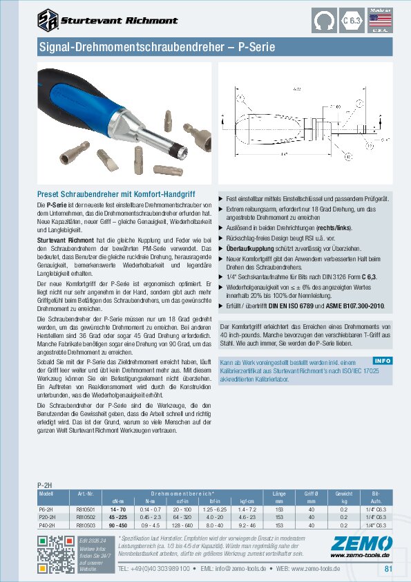 Sturtevant Richmont P-Serie Drehmomentschraubendreher