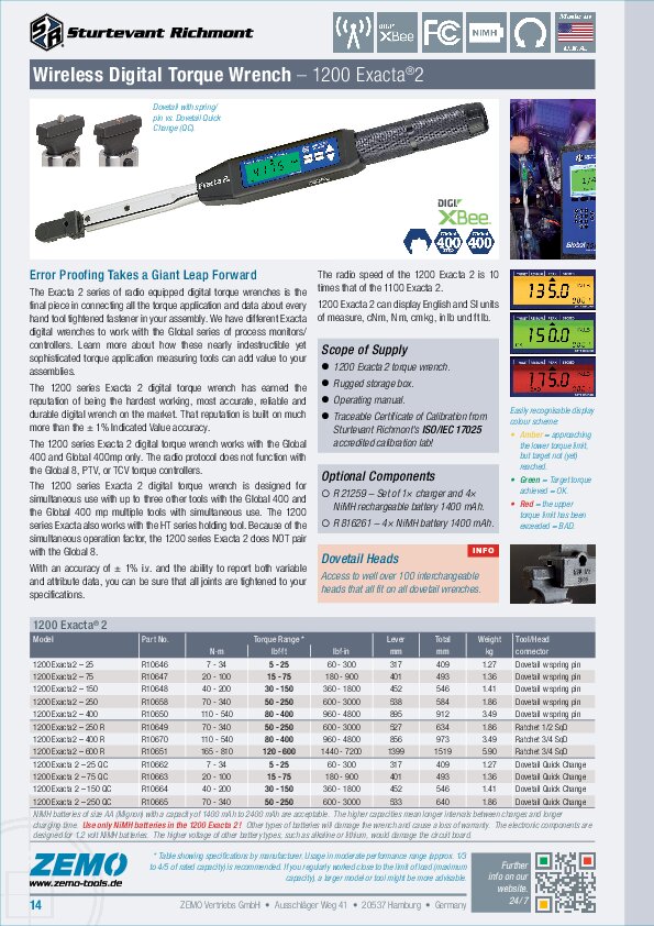 Sturtevant Richmont 1200 Exacta 2 Torque Wrench