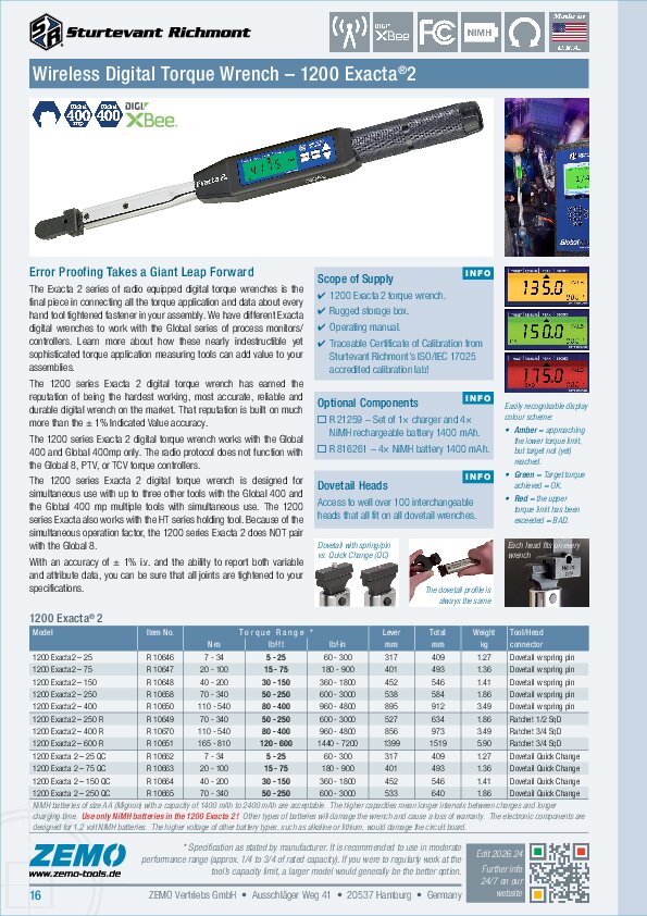 Sturtevant Richmont 1200 Exacta 2 Torque Wrench