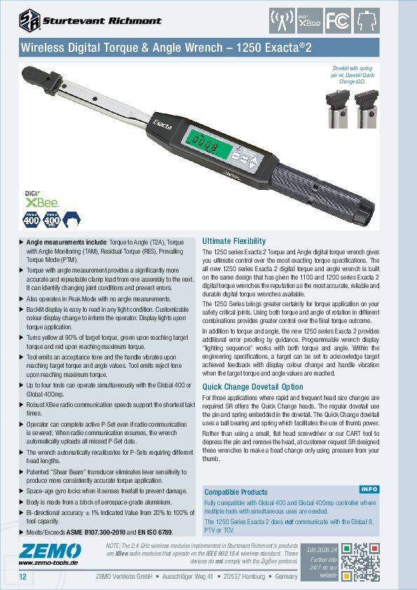  SR 1250 Exacta 2 Torque & Angle Wrench
