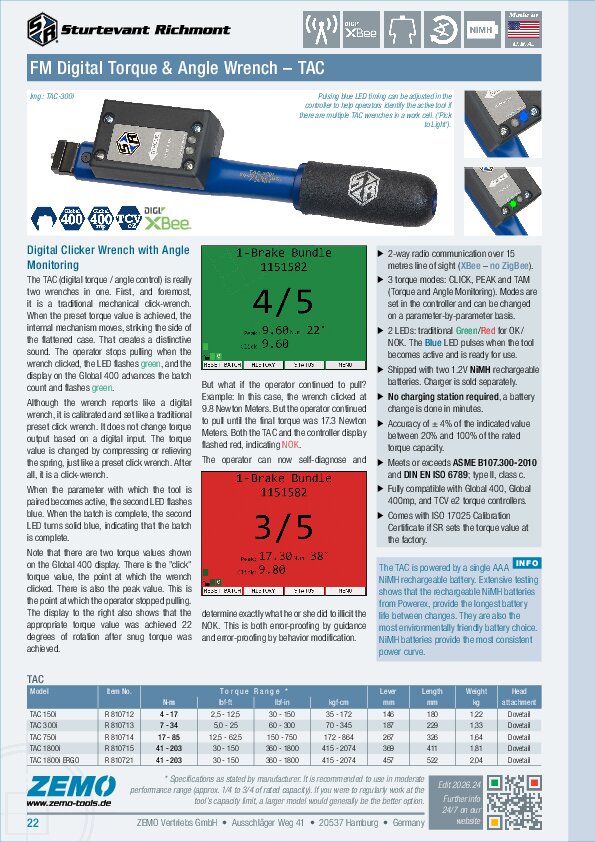 Sturtevant Richmont TAC (FM 2.4) Torque Wrench